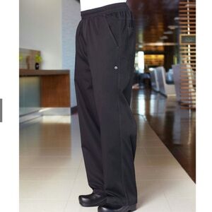 NEW Chef Works Black Lightweight Baggy Pants - L